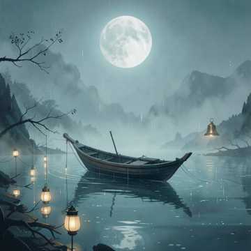 夜潮归舟