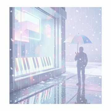 镜面凝着雨