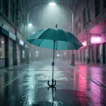 半开的雨伞