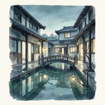 墨染留白处