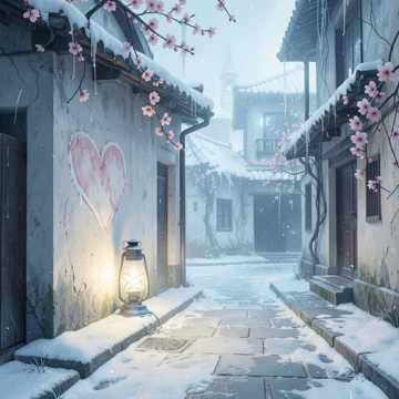残雪映庭梅