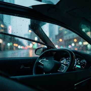 雨刷器划过的灯痕