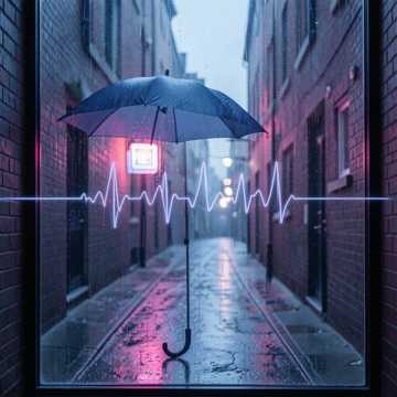 雨夜水洼灯