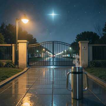校门口的长街灯火