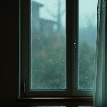 雨丝漫过旧窗台