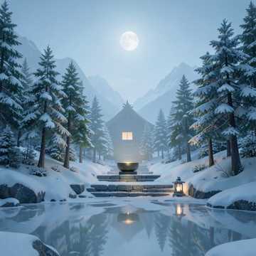 霁雪听松