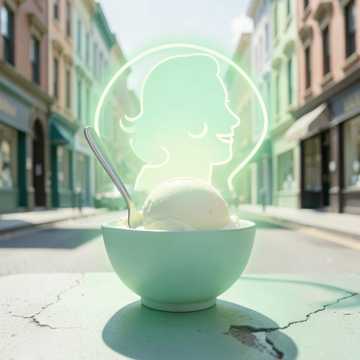 绿茶雪糕化在唇角