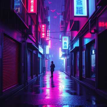 霓虹剪影碎纸鹤