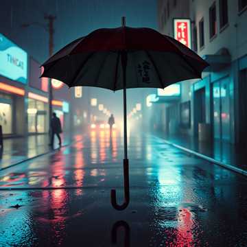 旧伞下的雨天
