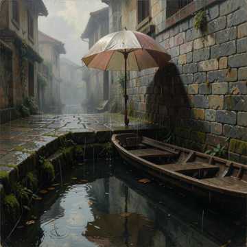 伞沿的雨声