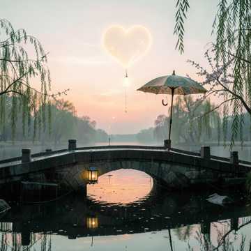 撑伞听雨