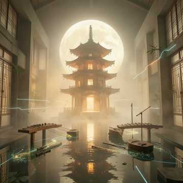 雾江残月