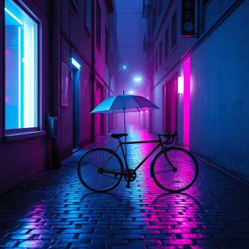 霓虹未熄的雨巷