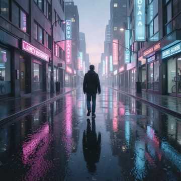 霓虹碎在柏油路