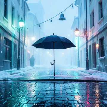 雪落旧街边