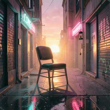 空椅对夕阳
