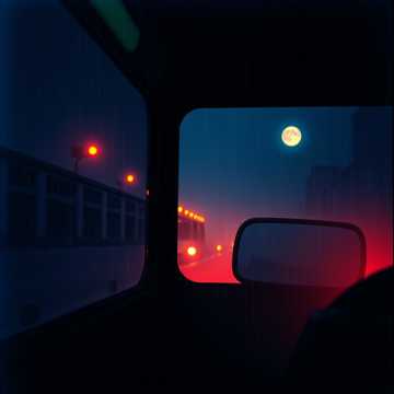 夜班巴士的尾灯