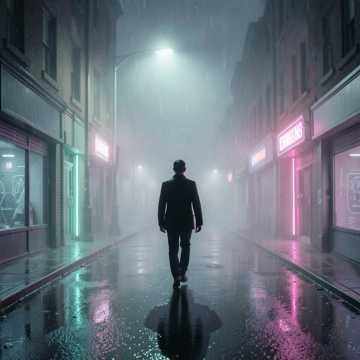 街灯瘦成一行雾