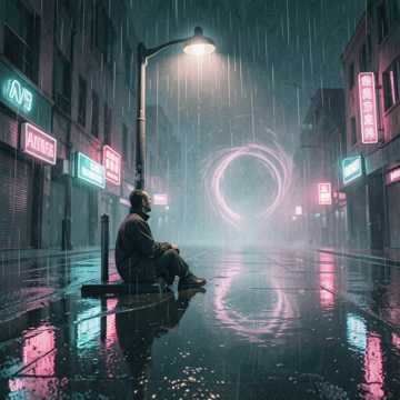 雨滴没入街灯