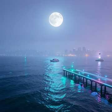 漂浮的霓虹港