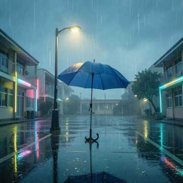 路灯下的雨幕