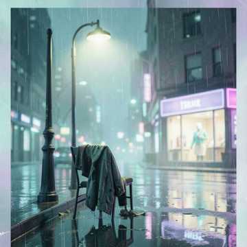 街灯浸雨