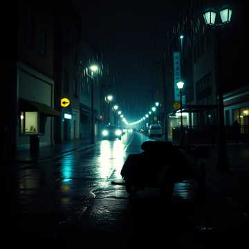 街灯劈开那夜雨