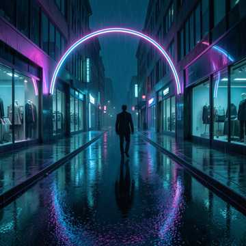 霓虹断尾的街
