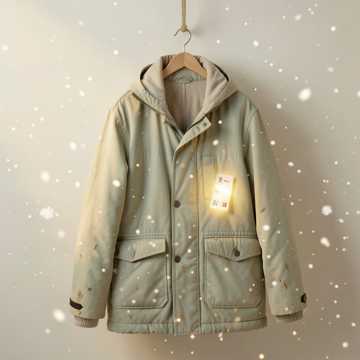 冬衣口袋薄雪痕