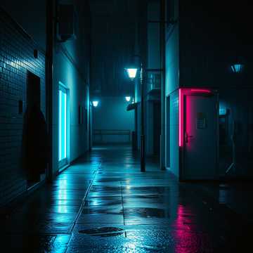 淋湿的灯影
