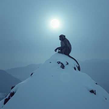 石猴独坐雪山头