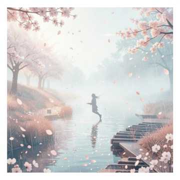 落花转身雨幕时