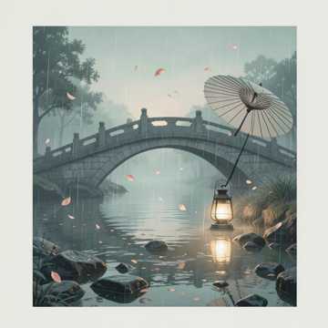烟雨楼台半卷帘