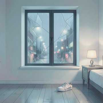雨敲了一夜的玻璃碎片