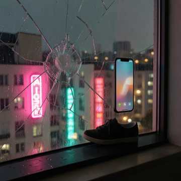 霓虹碎在窗台上
