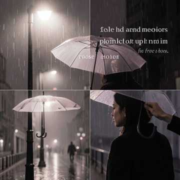 伞沿的雨滴未落