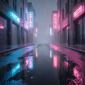 霓虹冷雨街
