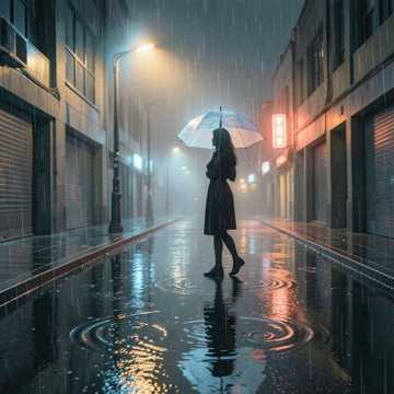 雨丝倒影未干