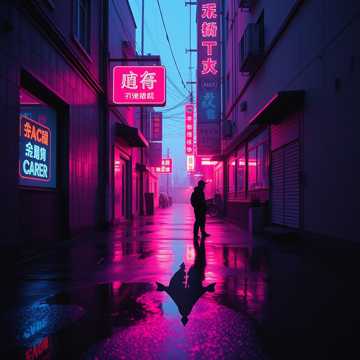 霓虹碎影空街游荡