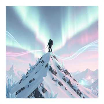 碎雪奔涌的峰顶