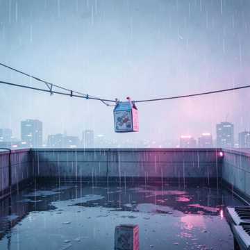 城市屋顶的空牛奶盒