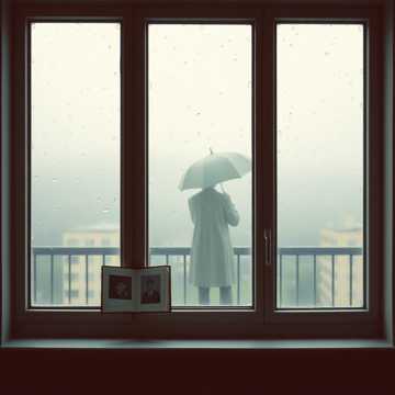 雨丝划过旧窗