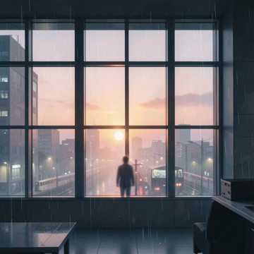 格子里的晚霞