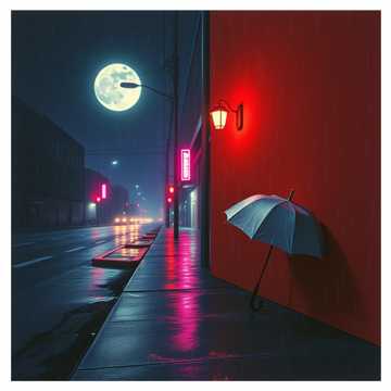 旧街雨浸的夏夜