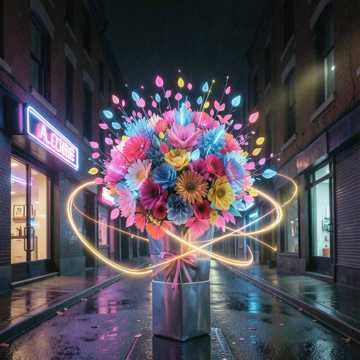 夜灯与花影欢乐