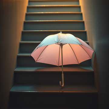 纸伞落阶