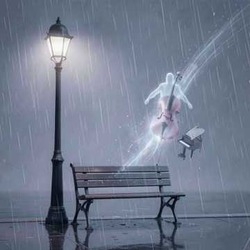 旧街灯下的无声雨