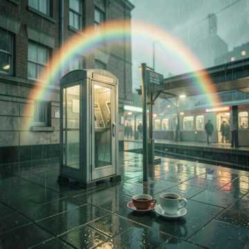 电话亭雨幕
