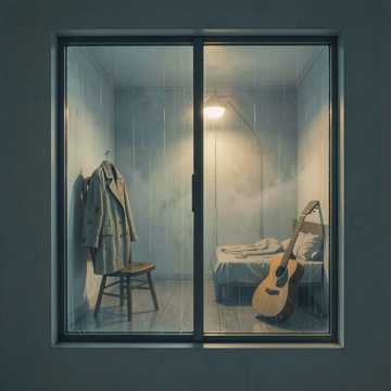 整夜的雨打湿窗框