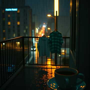 雨丝垂落井底